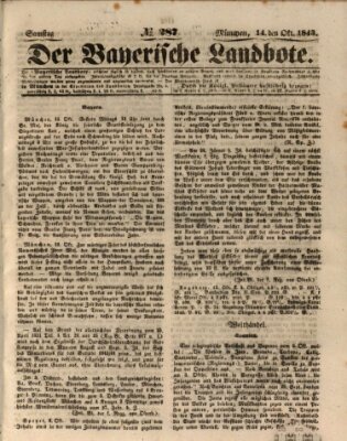 Der Bayerische Landbote Samstag 14. Oktober 1843