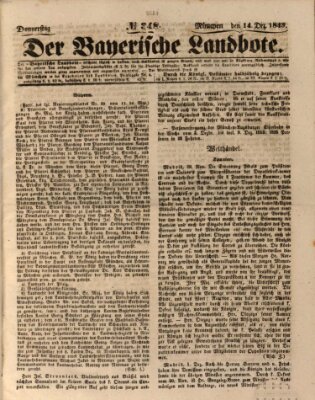 Der Bayerische Landbote Donnerstag 14. Dezember 1843