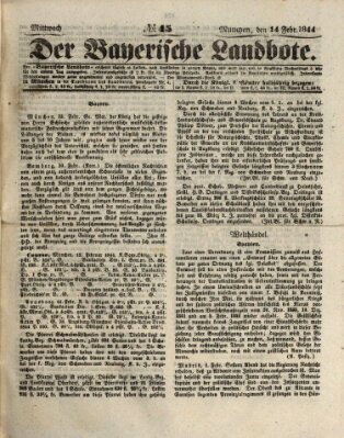 Der Bayerische Landbote Mittwoch 14. Februar 1844
