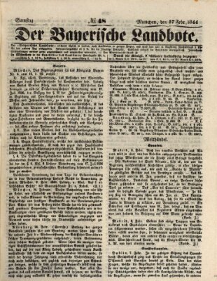 Der Bayerische Landbote Samstag 17. Februar 1844
