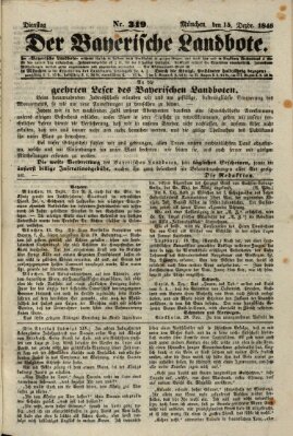 Der Bayerische Landbote Dienstag 15. Dezember 1846