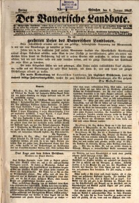 Der Bayerische Landbote Freitag 1. Januar 1847