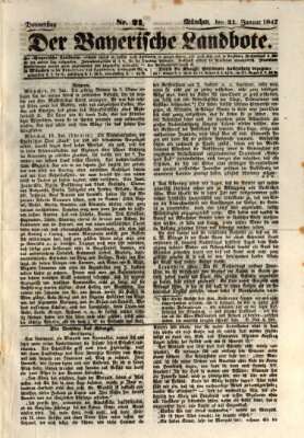 Der Bayerische Landbote Donnerstag 21. Januar 1847
