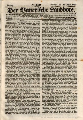 Der Bayerische Landbote Dienstag 20. April 1847