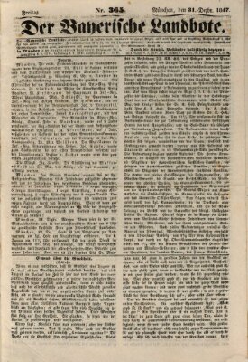 Der Bayerische Landbote Freitag 31. Dezember 1847