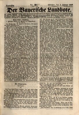 Der Bayerische Landbote Donnerstag 1. Februar 1849