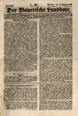 Der Bayerische Landbote Donnerstag 15. Februar 1849