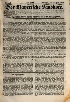 Der Bayerische Landbote Mittwoch 11. Juli 1849