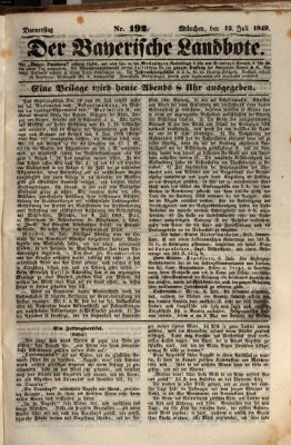 Der Bayerische Landbote Donnerstag 12. Juli 1849