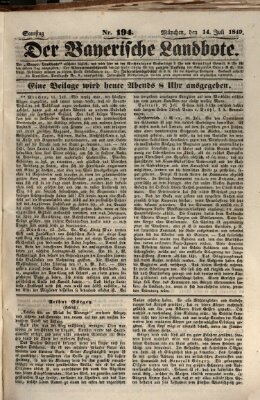 Der Bayerische Landbote Samstag 14. Juli 1849