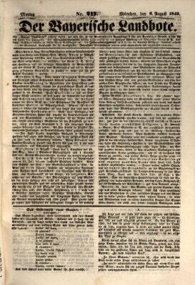 Der Bayerische Landbote Montag 6. August 1849