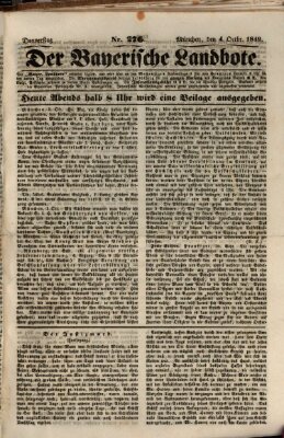 Der Bayerische Landbote Donnerstag 4. Oktober 1849