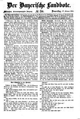 Der Bayerische Landbote Donnerstag 27. Februar 1851