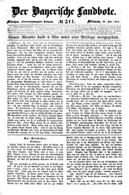 Der Bayerische Landbote Mittwoch 30. Juli 1851