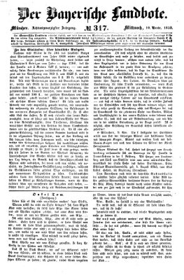 Der Bayerische Landbote Mittwoch 10. November 1852
