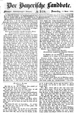 Der Bayerische Landbote Donnerstag 11. November 1852