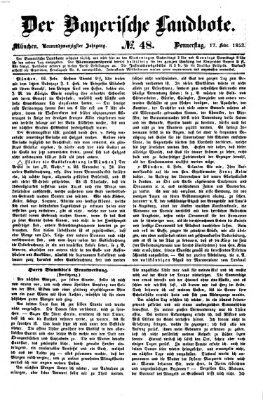 Der Bayerische Landbote Donnerstag 17. Februar 1853