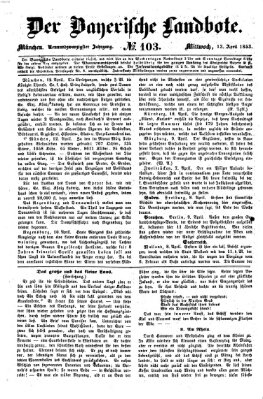 Der Bayerische Landbote Mittwoch 13. April 1853