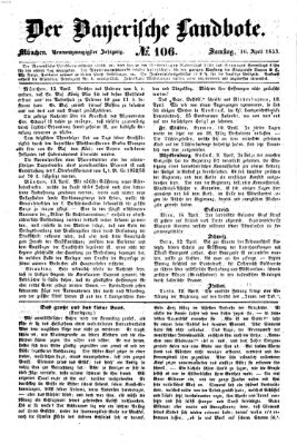 Der Bayerische Landbote Samstag 16. April 1853