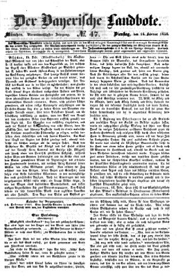 Der Bayerische Landbote Dienstag 16. Februar 1858