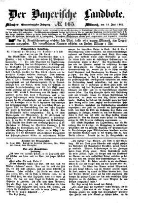 Der Bayerische Landbote Mittwoch 14. Juni 1865