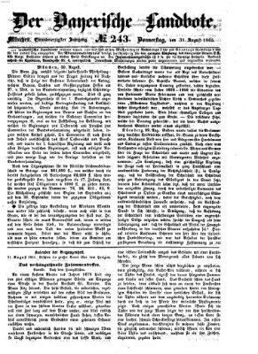 Der Bayerische Landbote Donnerstag 31. August 1865
