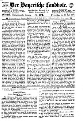Der Bayerische Landbote Donnerstag 14. April 1870
