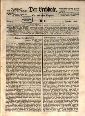 Der Lechbote Montag 1. Januar 1849