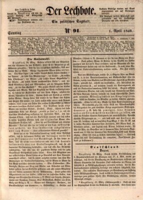 Der Lechbote Sonntag 1. April 1849