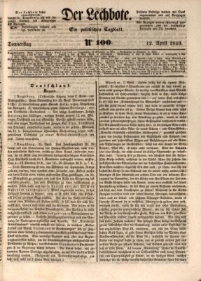 Der Lechbote Donnerstag 12. April 1849