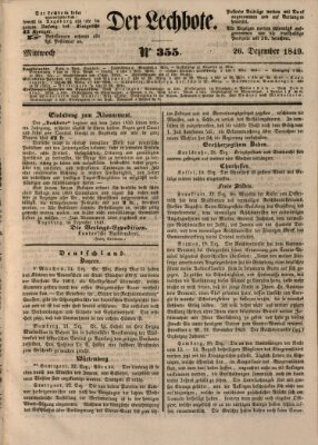 Der Lechbote Mittwoch 26. Dezember 1849