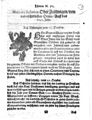 Mercurij Relation oder Zeittungen, von underschidlichen Orten (Süddeutsche Presse) Freitag 16. Oktober 1637