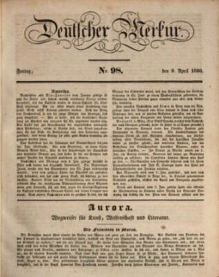 Deutscher Merkur Freitag 9. April 1830