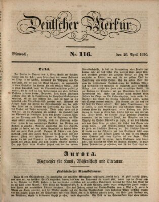 Deutscher Merkur Mittwoch 28. April 1830