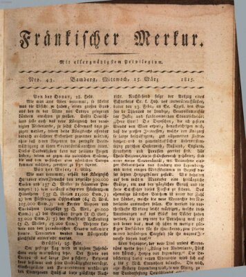 Fränkischer Merkur (Bamberger Zeitung) Mittwoch 15. März 1815