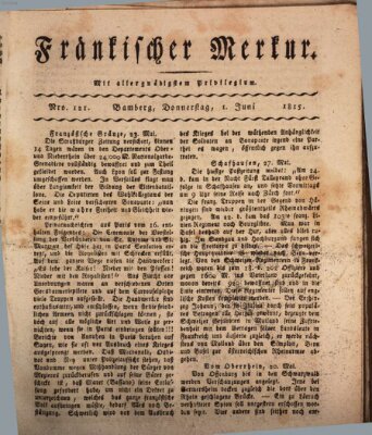 Fränkischer Merkur (Bamberger Zeitung) Donnerstag 1. Juni 1815