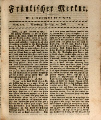 Fränkischer Merkur (Bamberger Zeitung) Freitag 21. Juli 1815