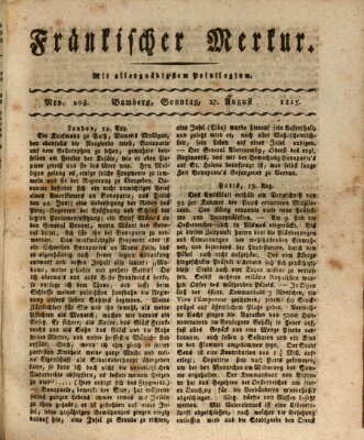 Fränkischer Merkur (Bamberger Zeitung) Sonntag 27. August 1815