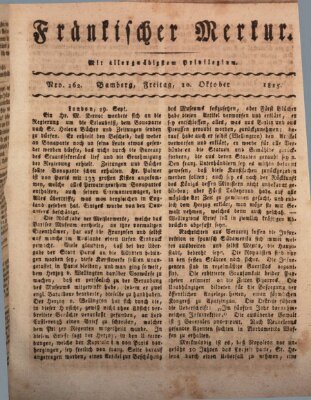 Fränkischer Merkur (Bamberger Zeitung) Freitag 20. Oktober 1815