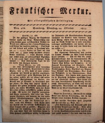 Fränkischer Merkur (Bamberger Zeitung) Dienstag 24. Oktober 1815