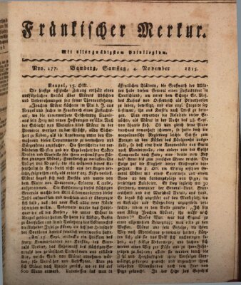 Fränkischer Merkur (Bamberger Zeitung) Samstag 4. November 1815