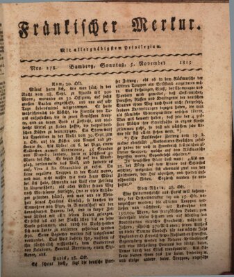 Fränkischer Merkur (Bamberger Zeitung) Sonntag 5. November 1815
