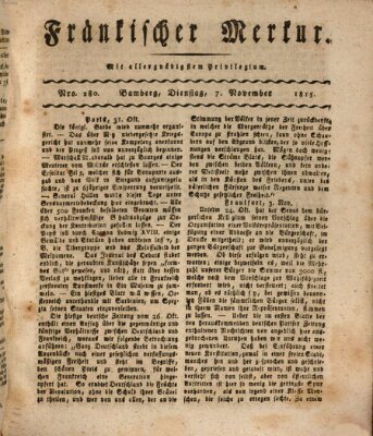 Fränkischer Merkur (Bamberger Zeitung) Dienstag 7. November 1815