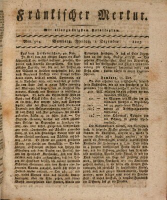 Fränkischer Merkur (Bamberger Zeitung) Freitag 1. Dezember 1815