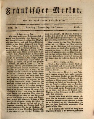 Fränkischer Merkur (Bamberger Zeitung) Donnerstag 28. Januar 1830