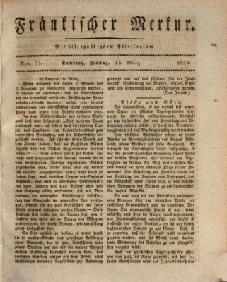Fränkischer Merkur (Bamberger Zeitung) Freitag 12. März 1830