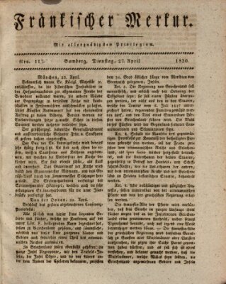 Fränkischer Merkur (Bamberger Zeitung) Dienstag 27. April 1830