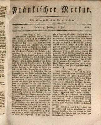 Fränkischer Merkur (Bamberger Zeitung) Freitag 2. Juli 1830
