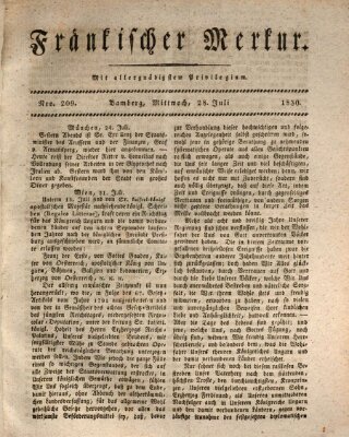 Fränkischer Merkur (Bamberger Zeitung) Mittwoch 28. Juli 1830
