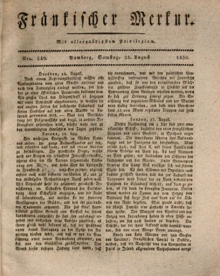 Fränkischer Merkur (Bamberger Zeitung) Samstag 28. August 1830